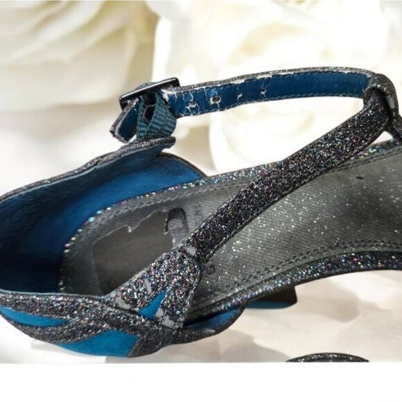 Gianni Bini Women's GB Teal Suede Glitter Platform Pumps Peep Toe 9M Formal Club - Picture 7 of 15